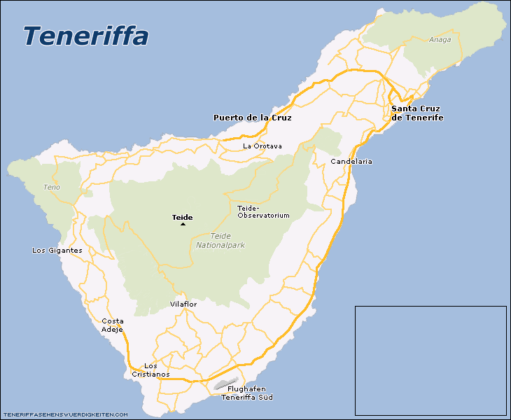 Sehenswürdigkeiten von Teneriffa auf der Karte